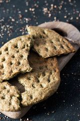 kale flatbread on a table