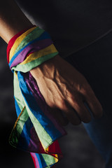 Fototapeta premium man with a rainbow-patterned handkerchief