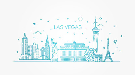 Obraz premium Panoramę Las Vegas z panoramą na białym tle