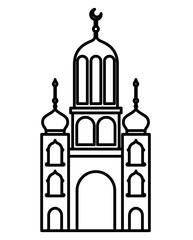 arabic castle tower with moon vector illustration design