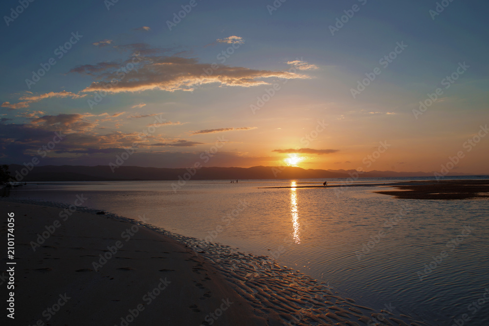 Canvas Prints Orange sunset on the beach