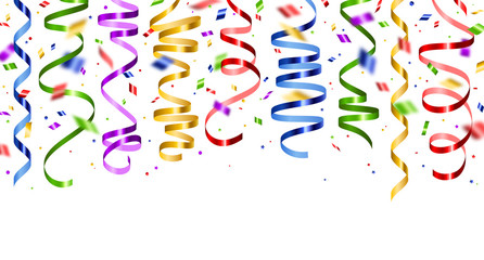 Shiny colorful serpentine and confetti