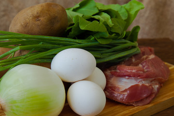 still life products for home cooking sorrel soup