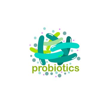 probiotics bacteria logo. concept of healthy nutrition ingredient for therapeutic purposes. simple flat style trend modern logotype graphic design isolated on white background