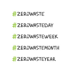 Handwritten lettering of Zero Waste on white background.