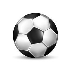 Fototapeta premium Isolated illustration of realistic black and white soccer ball on white background with shadow