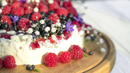 .fruit cheese cake on white background