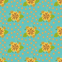 Nature flower hand drawn seamless pattern background floral summer flora vector illustration.