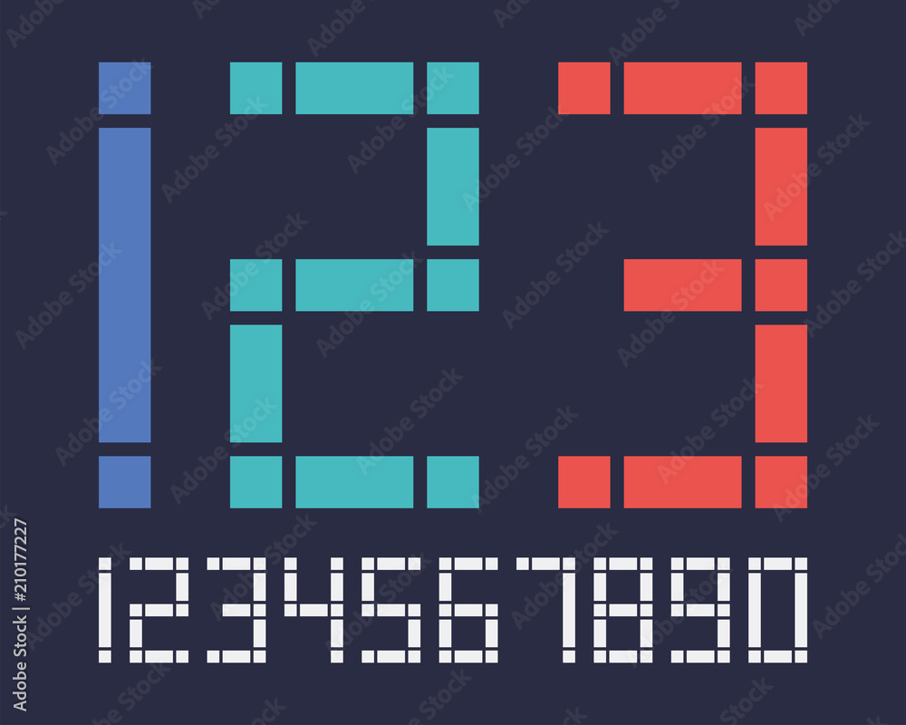 Poster geometric font line digital effect design numbers space futuristic style vector alphabet