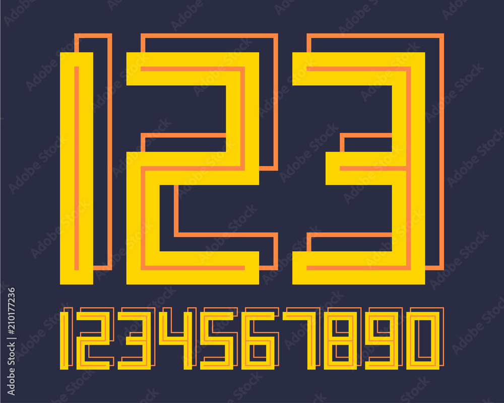 Poster geometric font 3d effect design numbers space futuristic style vector alphabet