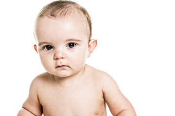 Baby boy portrait on white background