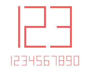 Geometric font line digital effect design numbers Space futuristic style Vector alphabet