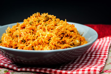 Tasty Indian food basmati rice on a plate