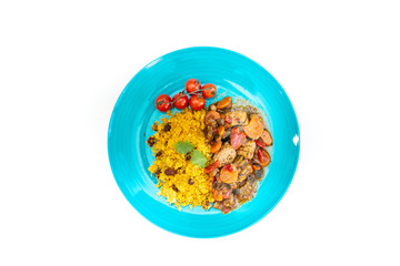 Kefta Tagine Moroccan Meatballs Served With Semolina and Vegetables