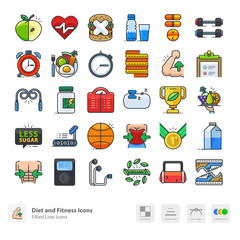 Diet and Fitness icons