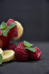 Raspberry smoothies, art soft focus