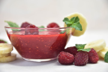 Raspberry smoothies, art soft focus 