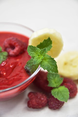 Raspberry smoothies, art soft focus 