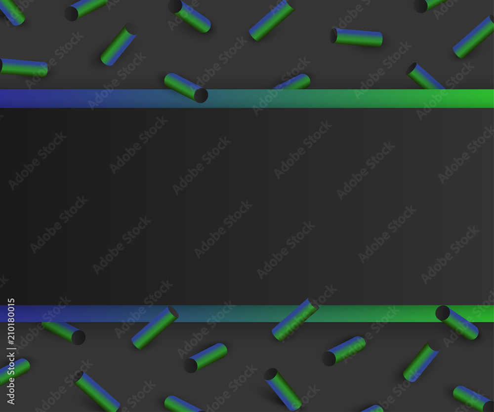 Wall mural grey textured background with green 3d geometric pattern.