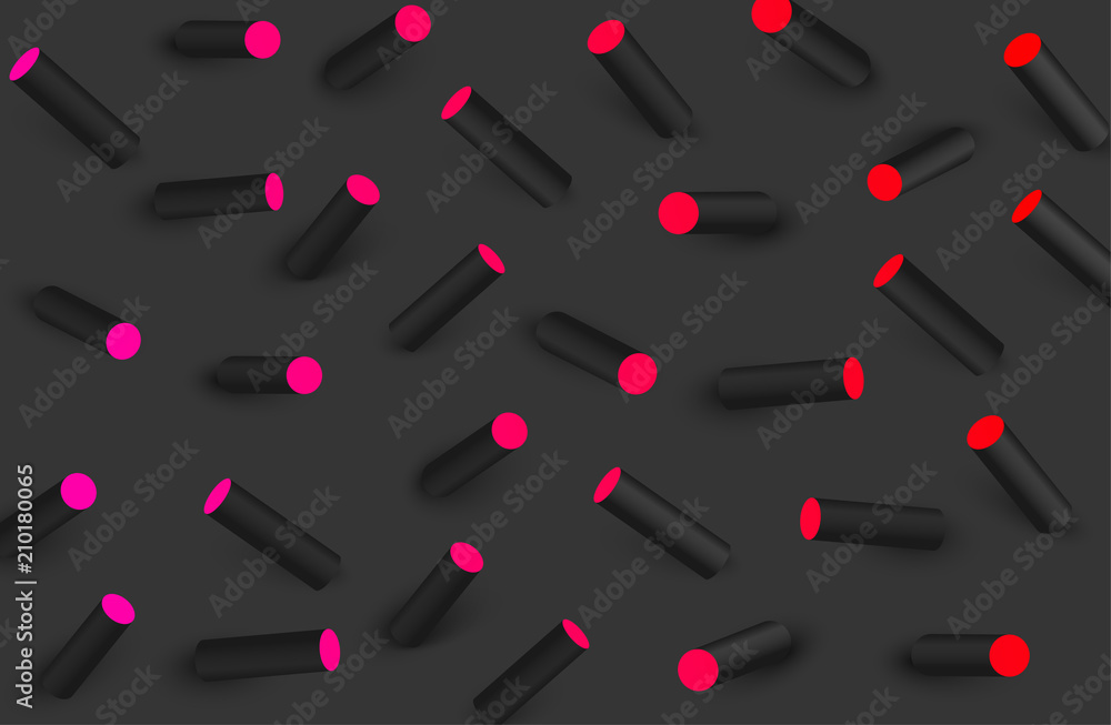 Wall mural black textured background with color 3d geometric pattern.
