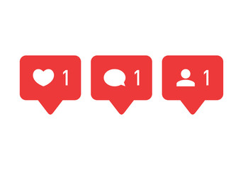 	 Like icon vector. Comment icon vector. Follower icon vector. Social media. Social network. Notification Icon.