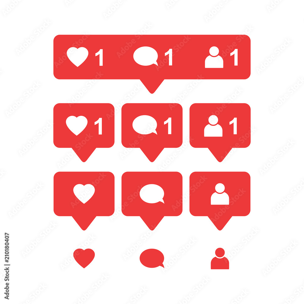 Poster like icon vector. comment icon vector. follower icon vector. social media. social network. notificat