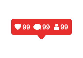 	 Like icon vector. Comment icon vector. Follower icon vector. Social media. Social network. Notification Icon.