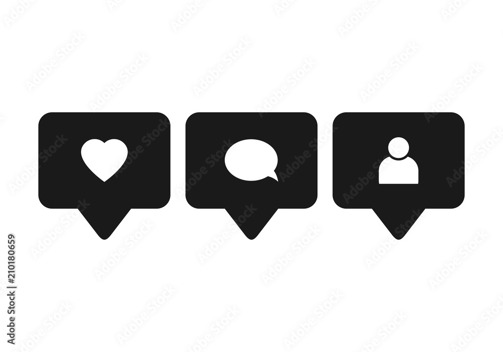 Poster like icon vector. comment icon vector. follower icon vector. social media. social network. notificat