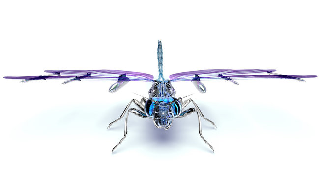 digital war concept electronic computer dragonfly isolated