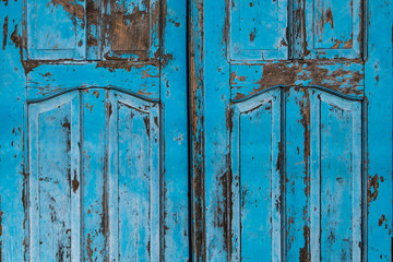 Blue wooden door textured