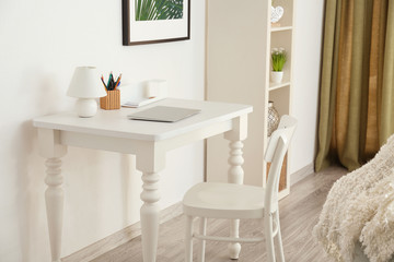 White table and chair in living room