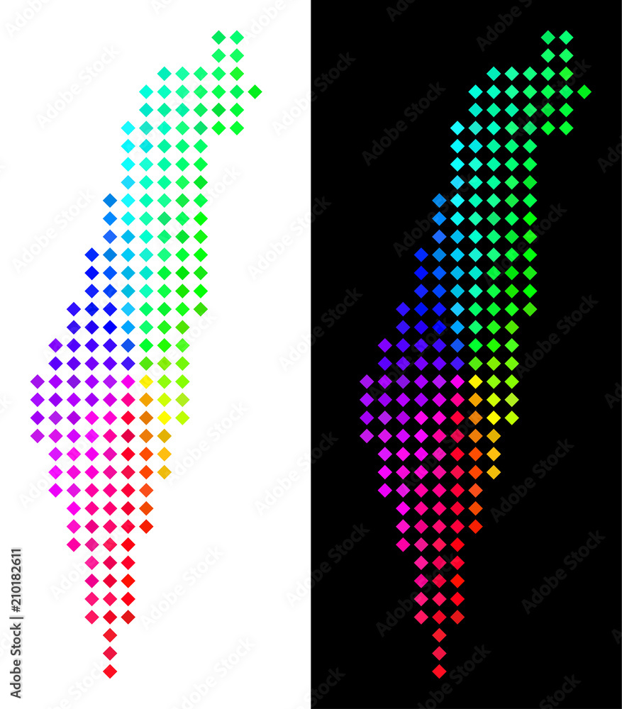 Aufkleber rainbow dot israel map. vector territory map in bright rainbow colors with circular gradient on whit