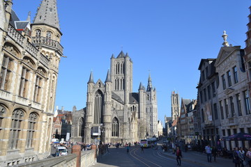 Fototapeta na wymiar Ghent, Belgium's medieval skyline