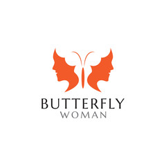 Butterfly woman logo design template