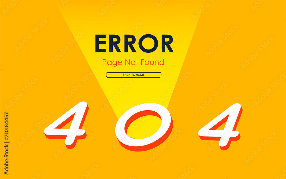 Poster 404 error page not found vector zero light graphic background
