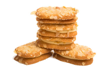 nut cookies with cream isolated