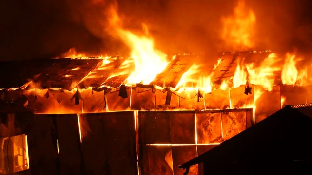 Fire Burning Down A House
