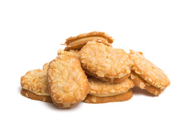 nut cookies with cream isolated