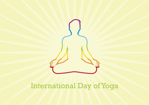 International Day of Yoga vector. Yoga man vector illustration. Chakra meditation. Silhouette of man in yoga position. Man in yoga position. Important day