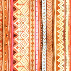 Tribal stripes seamless watercolor pattern