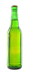 Glass bottle of beer on white background