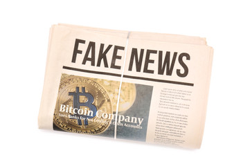 Folded newspapers on white background