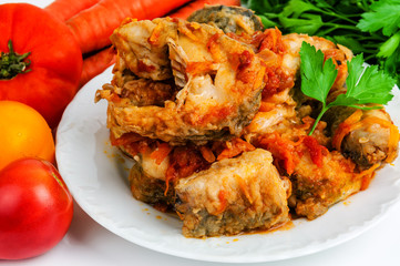 delicious stewed fish with vegetables