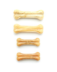 Chew bones for dog on white background