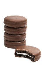 chocolate biscuit sandwich in chocolate glaze isolated