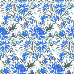 Fototapeta na wymiar blue watercolor flowers