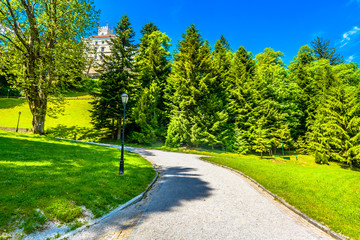 Zagorje Trakoscan park landscape. / Scenic view at public park in Zagorje region, Trakoscan landmark scenery. 