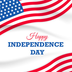 independence day with USA flag vector on white background or banner graphic