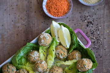 homemade Food with red lentils and bulgur