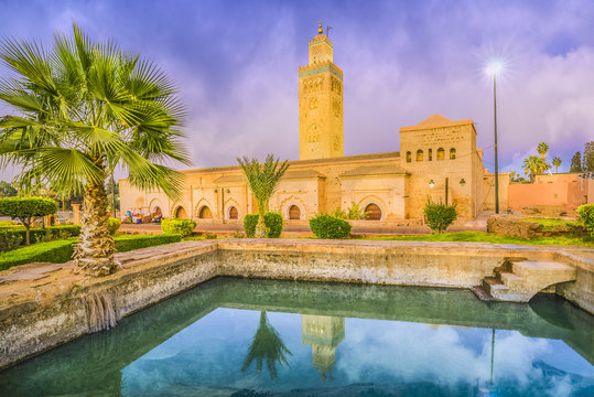 Koutoubia Mosque at twilight time, Marrakesh, Morocco